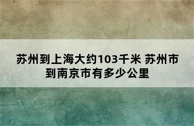 苏州到上海大约103千米 苏州市到南京市有多少公里